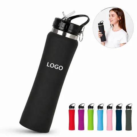 25 oz Soft Touch Stainless Steel Water Bottle, Double Wall