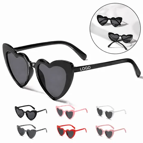 Vintage Heart Frame Sunglasses with UV Protection