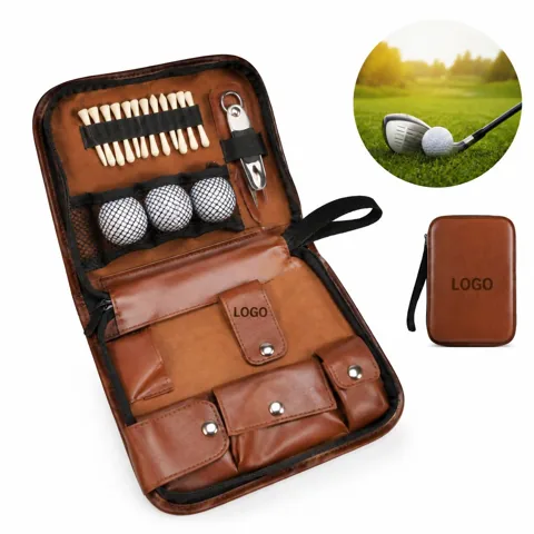 Multi Pocket Golf Gear Pouch Faux Leather Organizer Holder