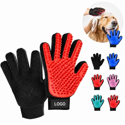 Pet Grooming Glove with Silicone Tips for Dogs Cats Massage
