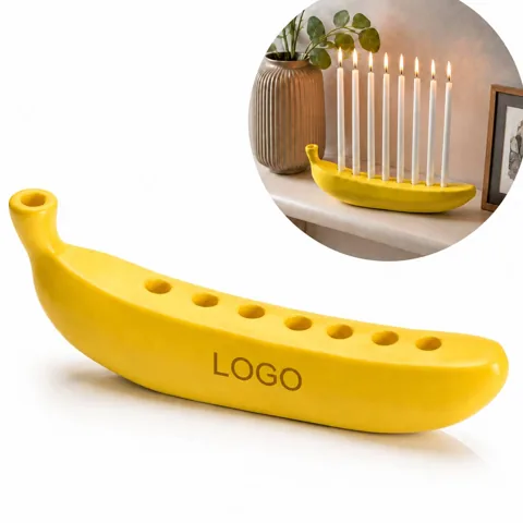 Whimsical Banana Menorah with Eight Candles and Shamash