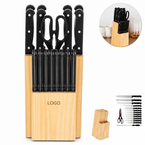 15 Piece Kitchen Knife Set with Hardwood Block