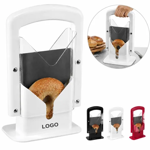 Stainless Steel Bagel Slicer with Serrated Blade and Safety