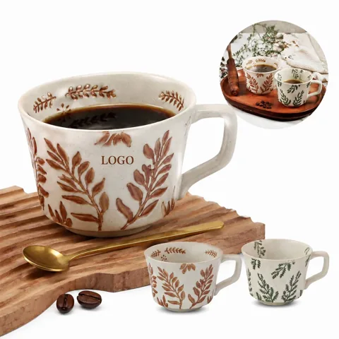 Artisan Ceramic Coffee Cup 11oz Nature Pattern Mug