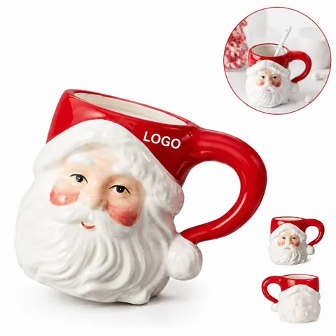 Santa Claus 3D Ceramic Coffee Mug with Red Hat Handle