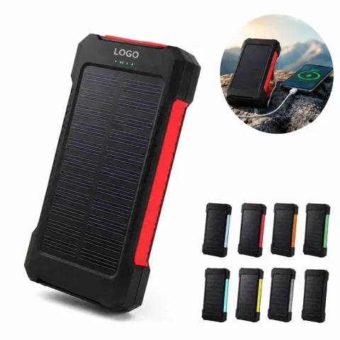 Solar Power Bank 10000mAh with LED Flashlight for Outdoor