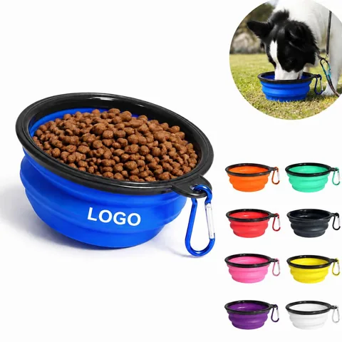 Collapsible Pet Bowl Flat Fold Carry, Leakproof TPE Dog