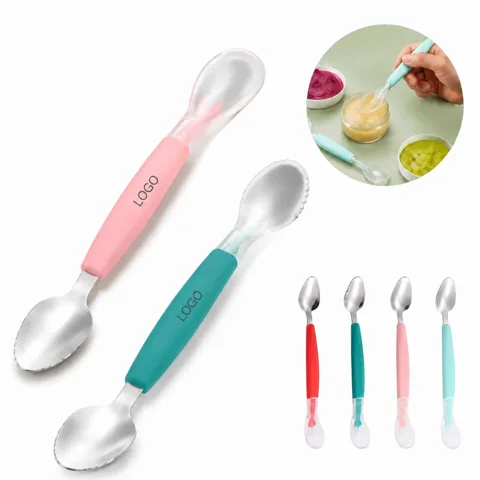 Stainless Steel Dual-End Baby Spoon for Mashing & Feeding