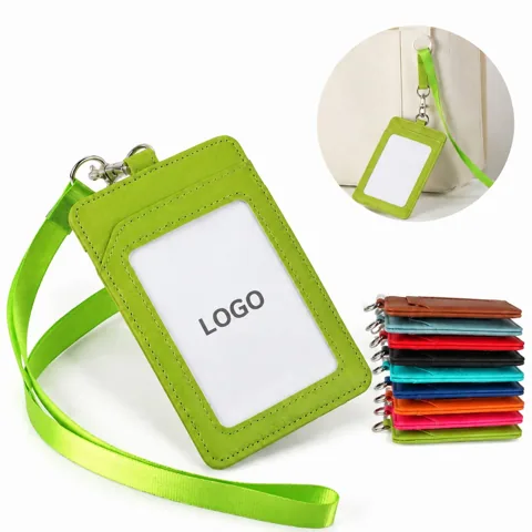 Durable PU Leather ID Badge Holder with Clear Window