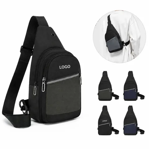 Everyday Crossbody Sling Bag with Earphone Hole for Men