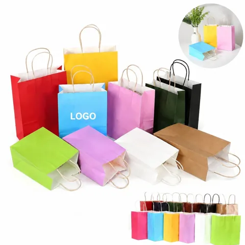 White Kraft Paper Gift Bags for Parties, Sturdy