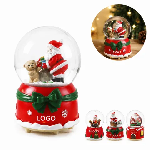Festive LED Snow Globe Musical Decoration with Auto Snow