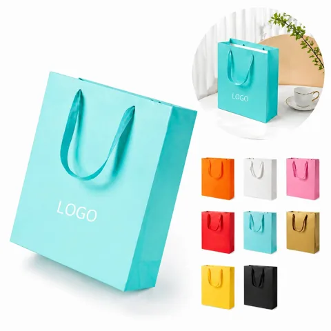 White Sturdy Cardboard Gift Sack with Handles for Birthdays