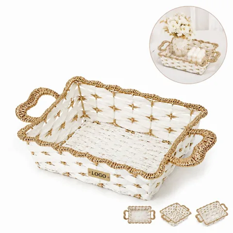Handwoven Wicker Storage Basket with Handles for Fruits