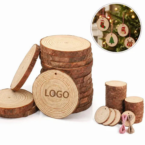 Natural Smooth Wood Slices with Holes for DIY Hanging Decor