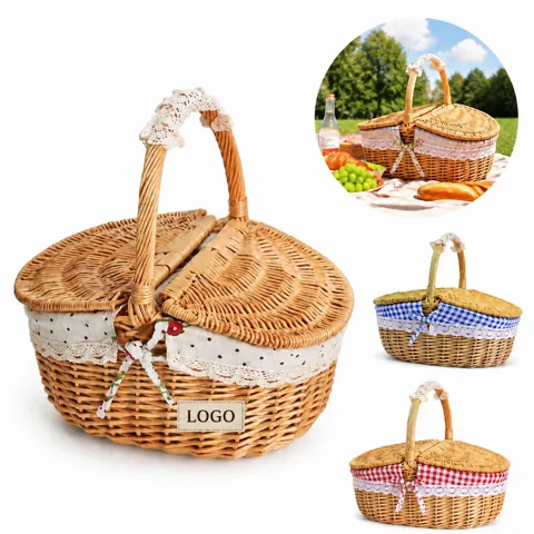 Handwoven Natural Wicker Storage Basket for Home Decor