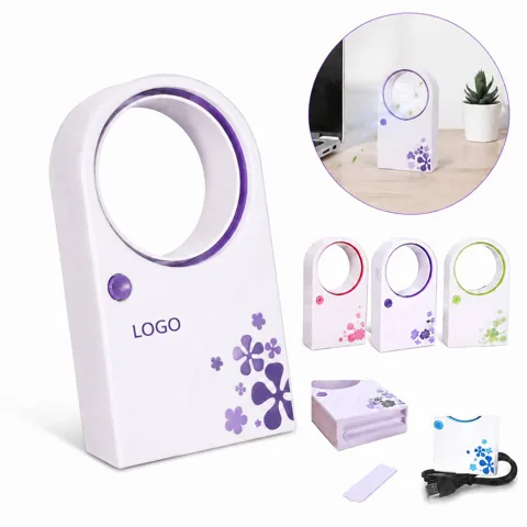 Mini Bladeless USB Fan with Mist Sponge, Battery Powered
