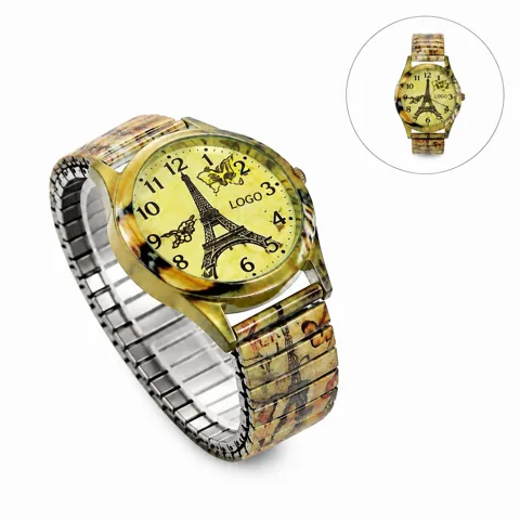 Vintage Roman Numeral Watch with Metal Bracelet, Beige Dial