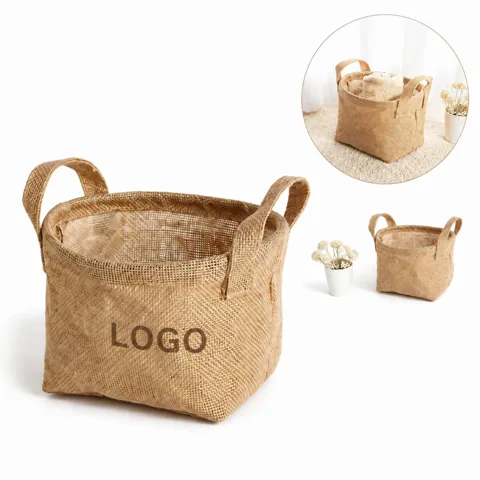 Natural Jute Woven Basket Organizer with Handles