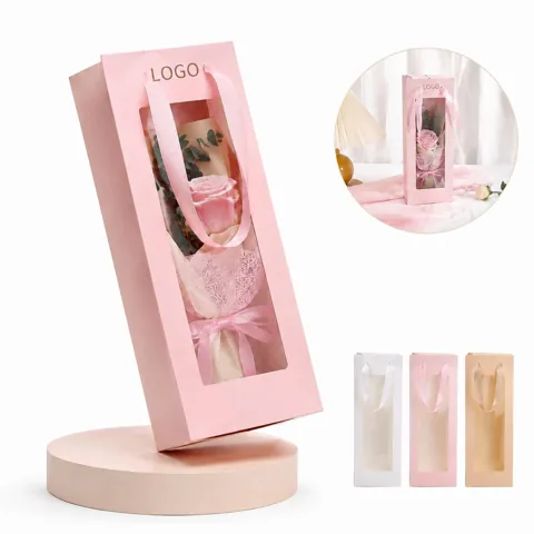 Clear Window Paper Gift Bags with Sturdy Handle
