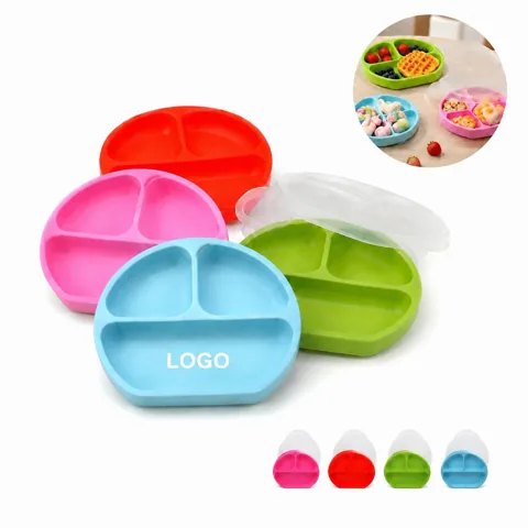 Colorful Silicone Toddler Plate Non-Slip Easy Clean