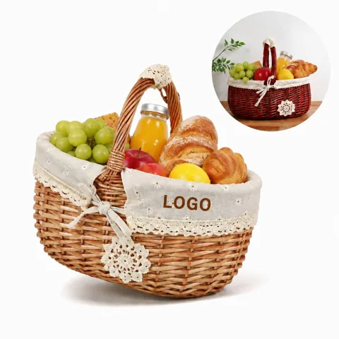 Personalized Wicker Picnic Basket with Comfortable Handle