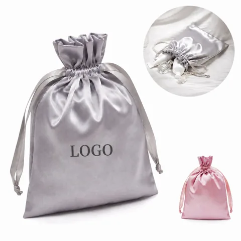 Custom Silk Drawstring Gift Pouch for Wedding Party Favors