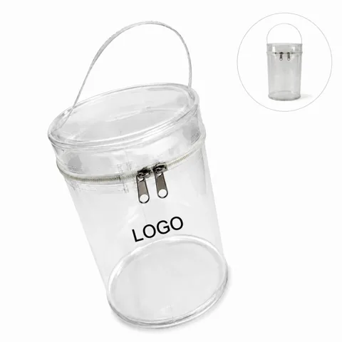 Clear Round Vinyl Cosmetic Storage Pouch, Waterproof Zipper