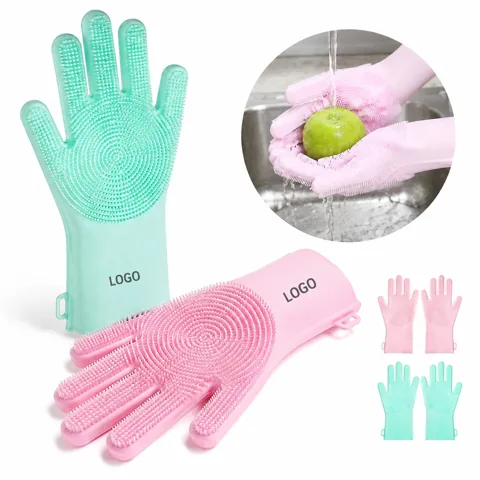 Reusable Silicone Scrubbing Gloves for Dishwashing