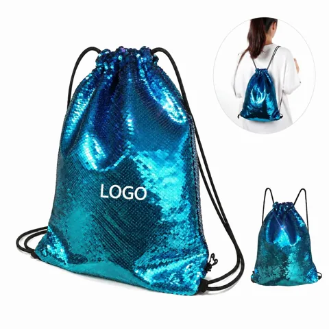 Reversible Sequins Drawstring Backpack, DIY Two Color