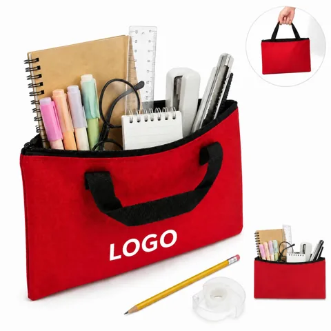 Polyester Desk Storage Tote with Zippered Compartment