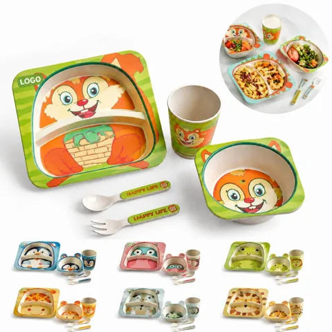 Eco Friendly Bamboo Fiber Kids Dinnerware Set