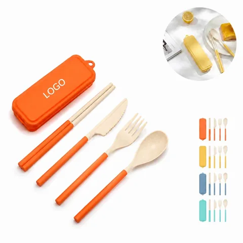 Eco Wheat Straw Utensil Set for Camping Picnic, BPA-Free