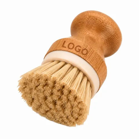Natural Bamboo Kitchen Dish Scrub Brush with Stiff Bristles