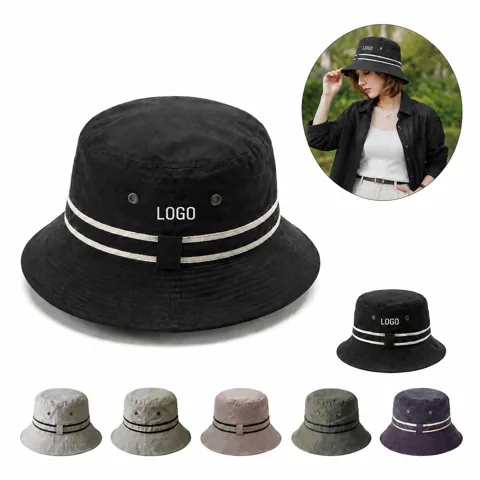 Canvas Foldable Bucket Hat with Ventilation for Outdoor