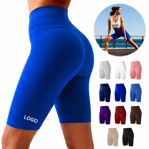 High Waist Yoga Biker Shorts with Tummy Control, 4-Way