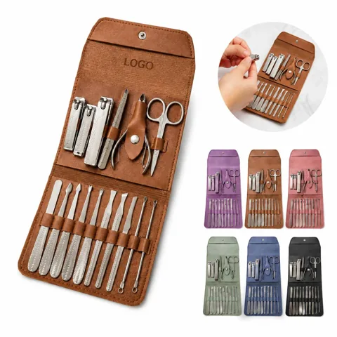 Stainless Steel Nail Clippers Set with Leather Case