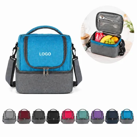 Kids Insulated Lunch Tote with Double Compartments, Oxford