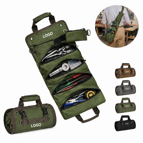 Compact Rolling Tool Organizer with Water-Resistant Oxford