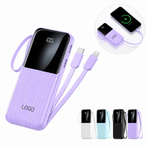 Compact Dual Cable Portable Charger with 3 Ports