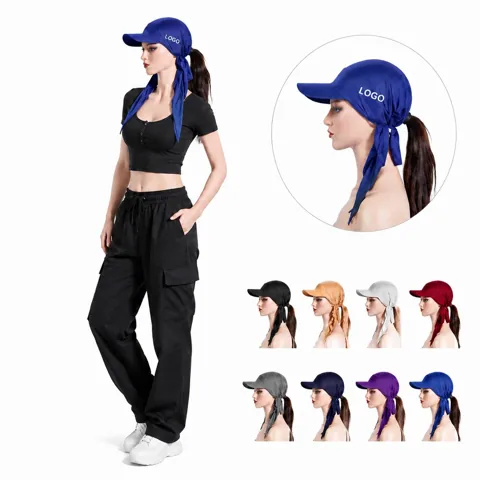Women's Polyester Sun Hat with Tie Design Curved Brim