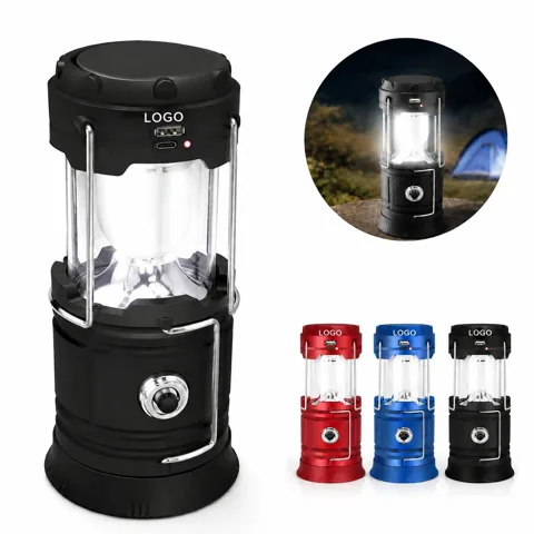 Solar Camping Flashlight Lantern with Power Bank, 4-in-1