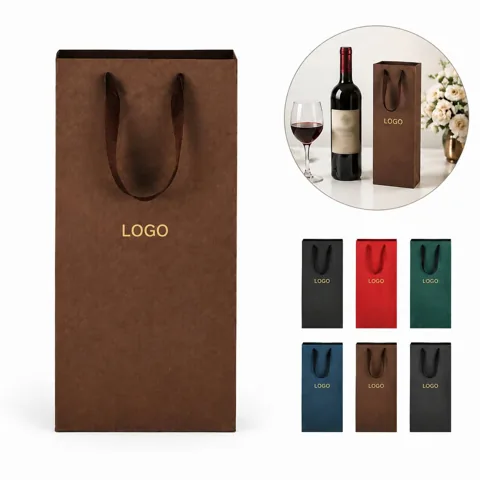 Eco Friendly Kraft Paper Wine Carrier for Two Bottles
