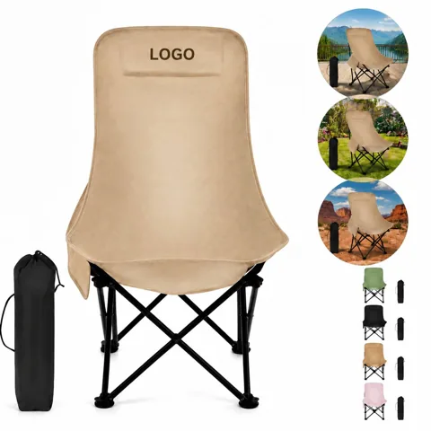 Ultra Compact Folding High Back Moon Chair with Side Pocket