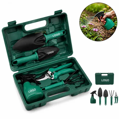 Stainless Steel 5-Piece Garden Tool Kit with Storage Box