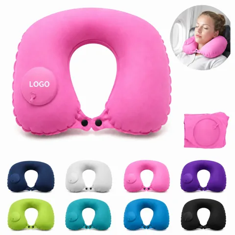 Self Inflating Travel Neck Pillow Compact Folding Design