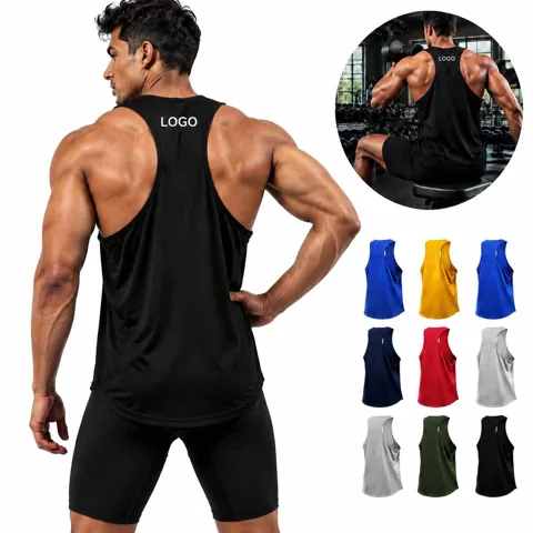 Men's Cotton Blend Racerback Tank Top - Soft Sleeveless