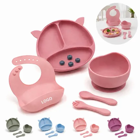 Non-Toxic Silicone Suction Plate Set for Kids, Spill-Proof