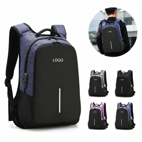 Casual Security Backpack with Password Lock and USB