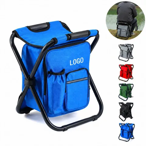Foldable Backpack Cooler Chair Stool for Outdoor Camping